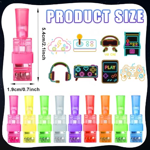 24PCS Video Game Party Favor Finger Lights - 8 Gamer Neon Designs