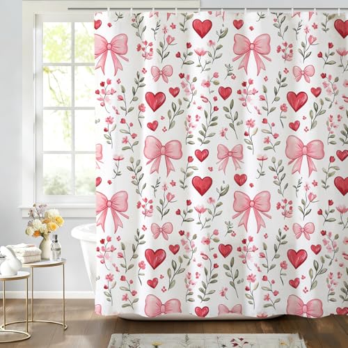Pink Bows Shower Curtain - Waterproof Polyester, 72x72 Inches