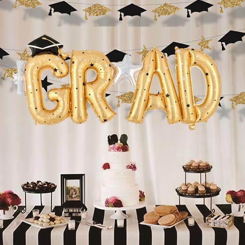 Gold GOER Large Congrats Grad Foil Balloons for 2026 Graduation