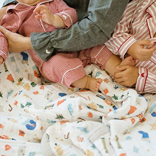 Little Unicorn Premium Quilted Throw Blanket - Christmas Time 60x72 Inches, Super Soft Multi-Layer Muslin for Kids & Families