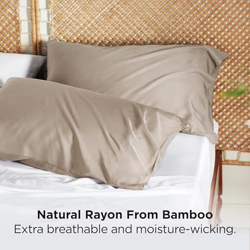 Bedsure Bamboo Pillowcases, Standard 20x26, Simply Taupe (Set of 2)