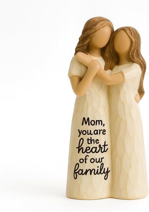 GoGnome Elegant Mother and Daughter Figurine - 5.7” Tall Resin Sculpture with Rustic Crackle Finish | Perfect Gift for Mother's Day or Birthdays