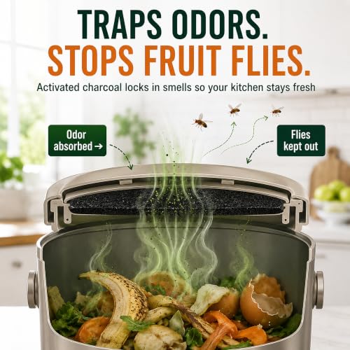 Activated Charcoal Filters for Kitchen Compost Bins - 4 Pack