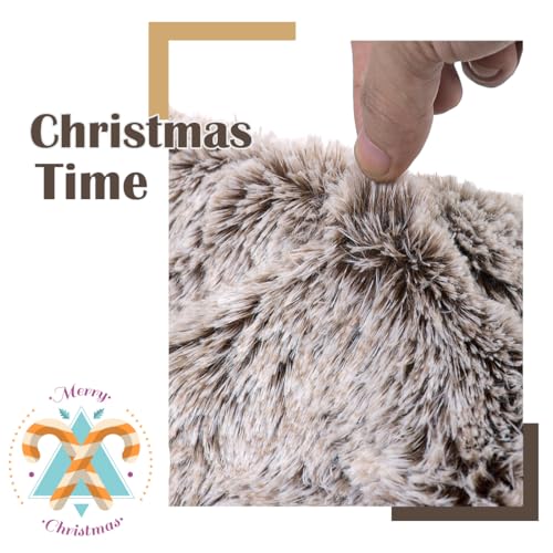 48 Inch Brown Faux Fur Christmas Tree Skirt - Plush Holiday Decor