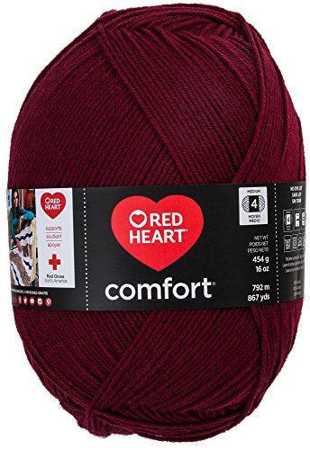 Red Heart Comfort Yarn Claret - Size 4 Medium Worsted Acrylic for Knitting & Crocheting - 867 Yards, USA Made, 4 Pack