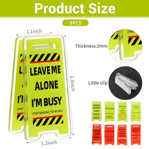 8-Pack Funny Desk Signs - Caution Overstimulated Office Decor