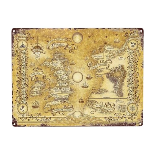 Vintage A Court of Thorns And Roses Map Metal Sign - 5.5x8in