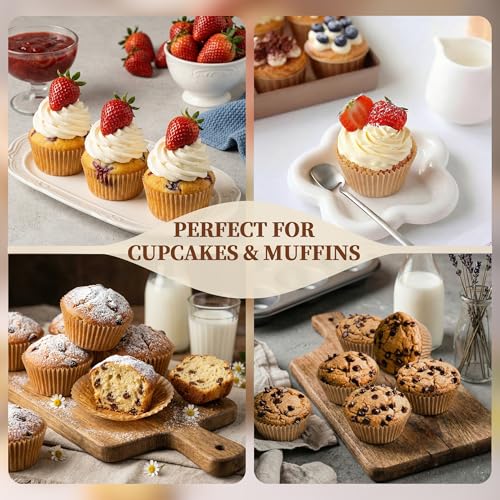 KORCCI Unbleached Parchment Cupcake Liners 200 Pack Non-Stick Muffin Cups