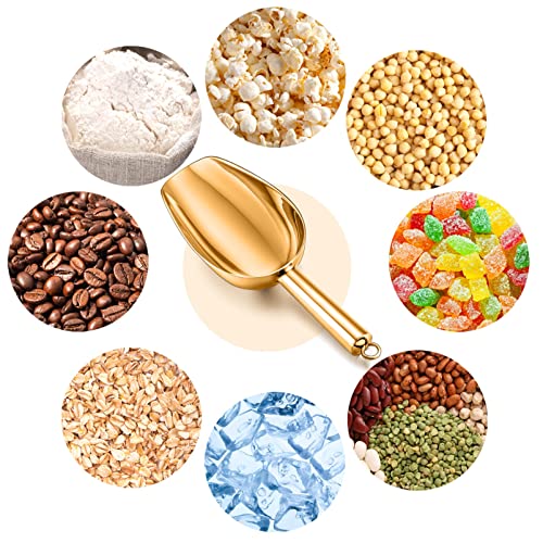 TeamFar 5oz Gold Stainless Steel Ice Scoop - Heavy Duty & Ergonomic