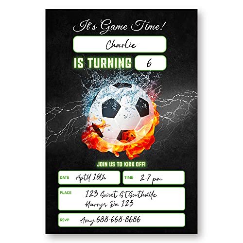 Football Birthday Invitation Cards - 20 Pack, 4x6 Inches