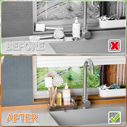 Yieach Clear Rustproof Kitchen Sponge Holder - Space Saving Caddy