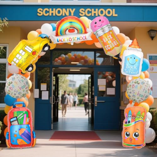 Back to School Foil Balloons - 8 Colorful Designs for Party