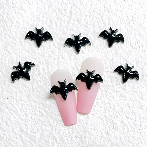200Pcs Halloween Bat Nail Art Charms 3D Resin Flatback Gems