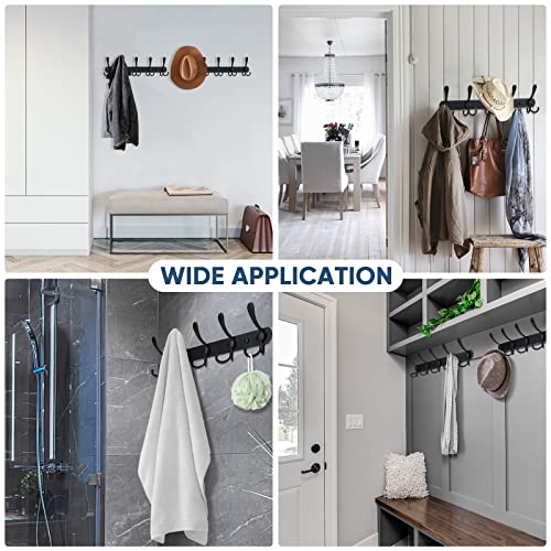 TICONN Wall Mounted Coat Rack, 5 Heavy Duty Tri-Hooks - Matte Black