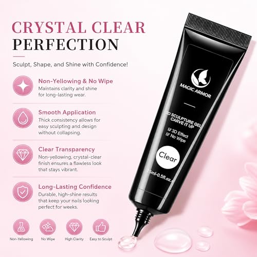 MAGIC ARMOR 15g 3D Nail Sculpting Gel Clear Nail Art Glue