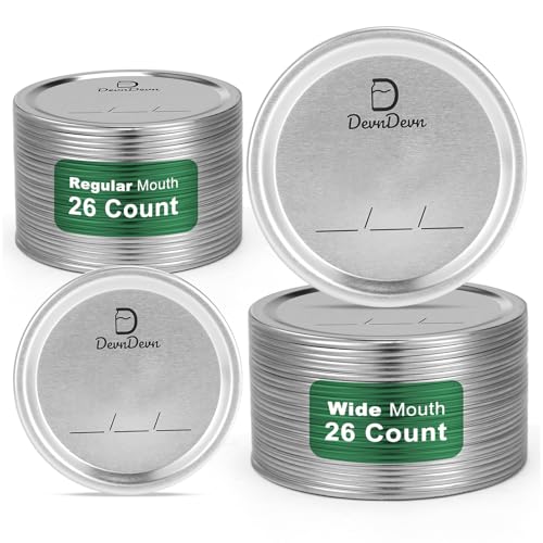 52 Pcs Mason Jar Canning Lids - Regular & Wide Mouth Leak-Proof Set