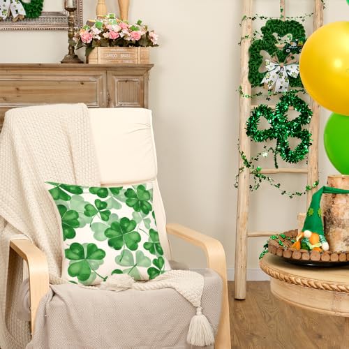 St. Patrick's Day Shamrock Pillow Cover, 18x18 Inch Farmhouse Decor