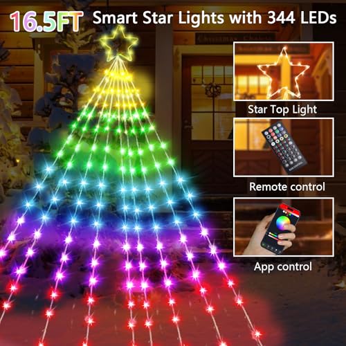 16.4ft LED Christmas Tree Lights with App & Remote Control - Waterfall Decor