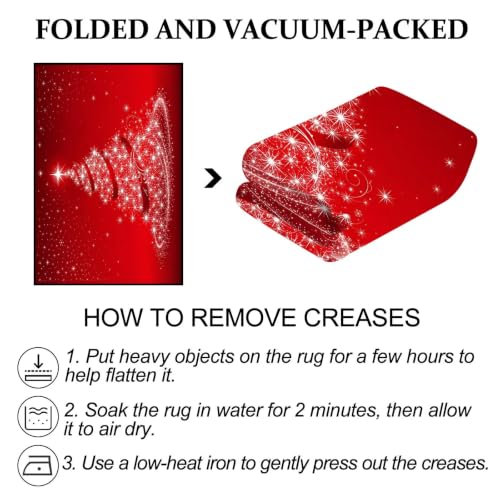 Red 3x5 ft Christmas Tree Area Rug Holiday Floor Mat for Home Decor