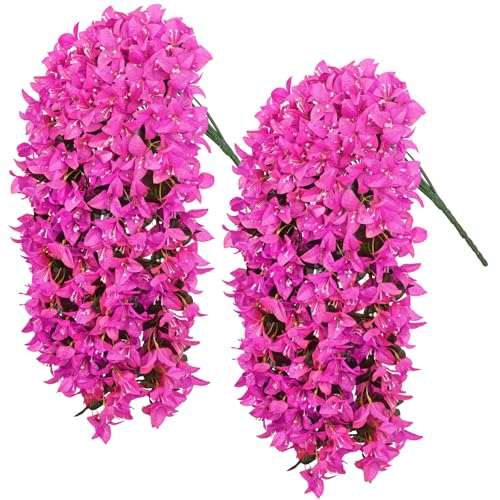 Siyaluens Purple Bougainvillea Artificial Flowers 2 Pcs Outdoor Garden Decor