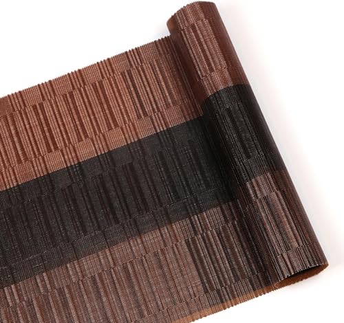 SHACOS Woven Vinyl Table Runner 12x36 Inch Ombre Coffee Black Waterproof Indoor Outdoor Decor