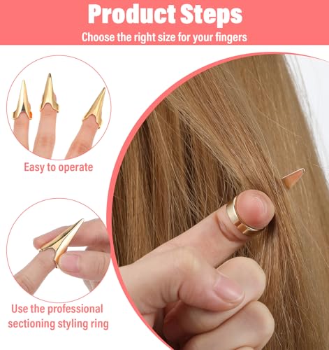 Thrymme 20Pcs Metal Hair Parting Rings for Stitch Braids and Styling