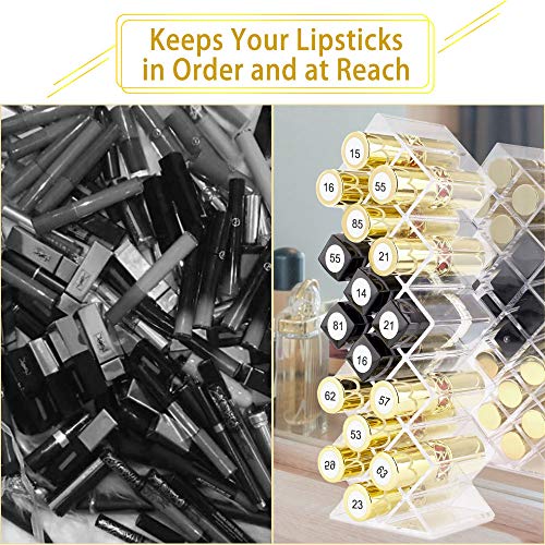 Nimiah 16-Slot Lipstick Organizer - Clear Acrylic Cosmetic Display Stand