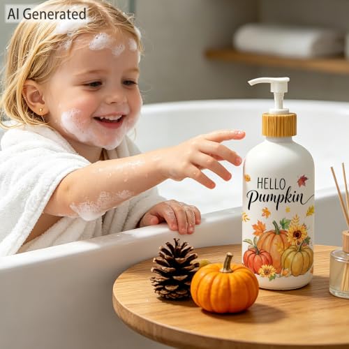 Hexagram Pumpkin Glass Soap Dispenser - Fall Bathroom & Kitchen Decor