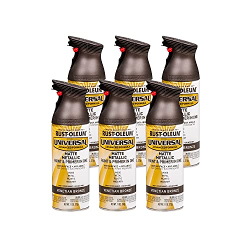 Rust-Oleum Universal Metallic Spray Paint, 11oz Pack of 6, Matte Venetian Bronze