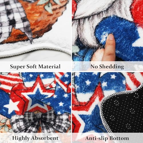 4th of July Gnome Bathroom Rug - Non-Slip Patriotic Bath Mat