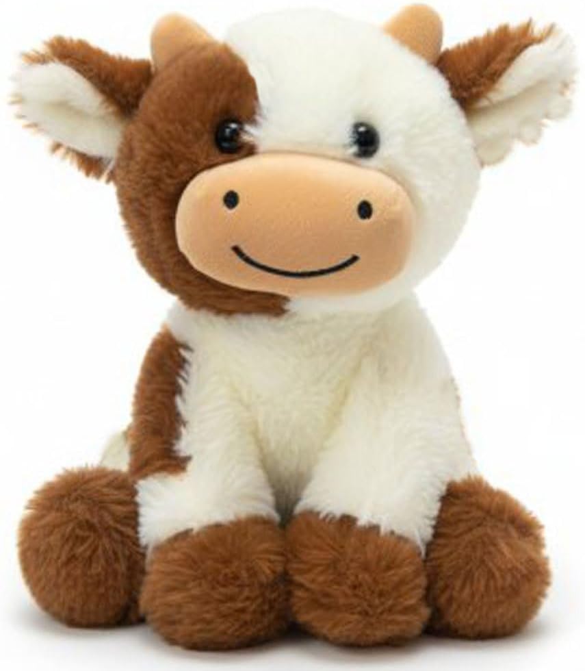 YUKOUQIAN Cow Plush Doll Toy - Cute 8-Inch Stuffed Animal for Kids | Perfect Christmas Gift