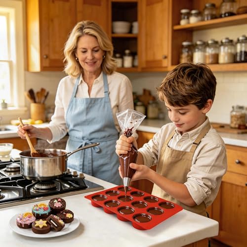 Wilewir 3-Piece Silicone Chocolate Cookie Molds Set - Non-Stick Round Baking Molds for Mini Cakes, Candies & Jellies