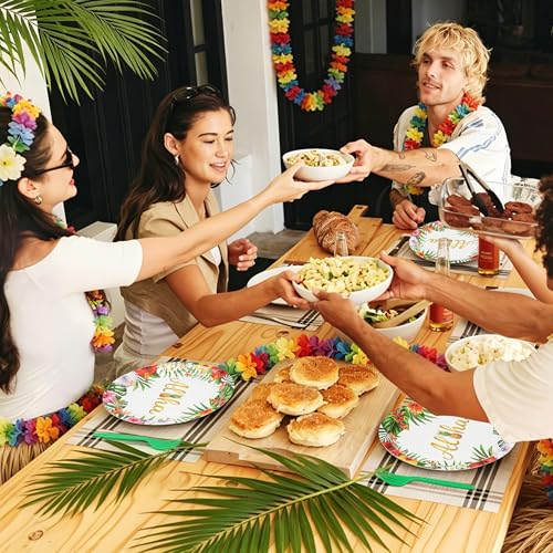 Tropical Luau Party Supplies Set - 100PCS Disposable Plates, Napkins & Forks