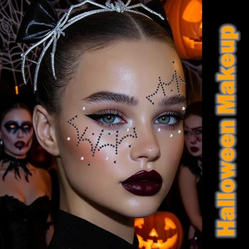 NOOEPC Red and Black Self-Adhesive Face Gems for Halloween Makeup