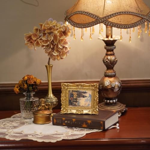 Antique Gold Picture Frame 2.5x3.5 - Vintage Ornate Design for Tabletop & Wall Display