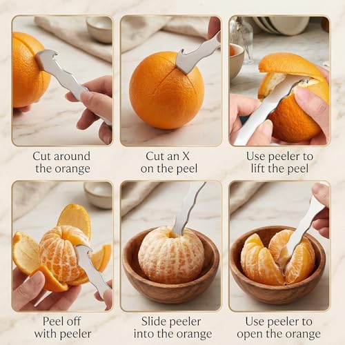 Jeffdad 4-Piece Stainless Steel Citrus Peeler Set with Ergonomic Grip