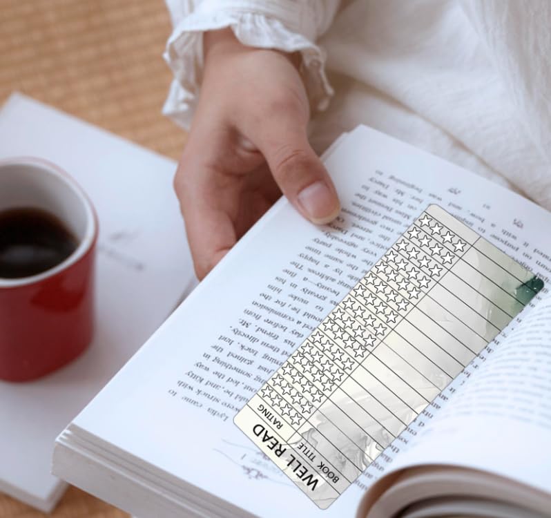 50 Pcs Reading List Bookmark Tracker - 3x8 Inch Book Log Cards