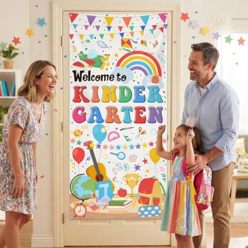 Welcome to Kindergarten Door Banner - White First Day of School Decoration