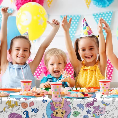 Mermaid Giant Coloring Poster 72" x 30" Party Tablecloth