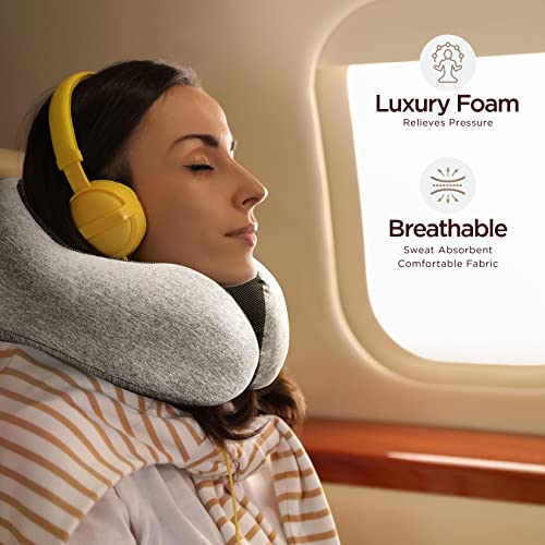 Homeify Adjustable Memory Foam Travel Kit with Foot Hammock & Phone Holder - 6 Piece Set, Grey