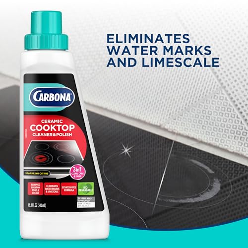 Carbona Ceramic Cooktop Cleaner - Non-Abrasive Grease Remover, 16.8 Fl Oz