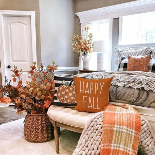 GEEORY 18x18 Fall Pumpkin Striped Pillow Covers - Set of 4