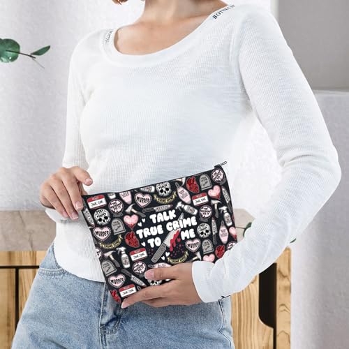 True Crime Makeup Bag Canvas Zipper Cosmetic Pouch for Fans