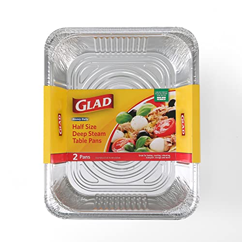 Glad Disposable Half Size Deep Aluminum Steam Pans, 2 Ct