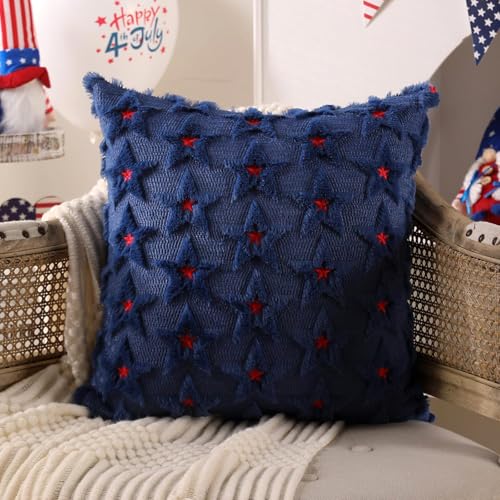 4th of July Pillow Covers Set of 2 - Color 7, 18x18 Inch Star Design