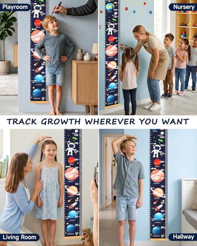 MIBOTE Kids Growth Height Chart - Removable Canvas Ruler, 79" x 7.9"