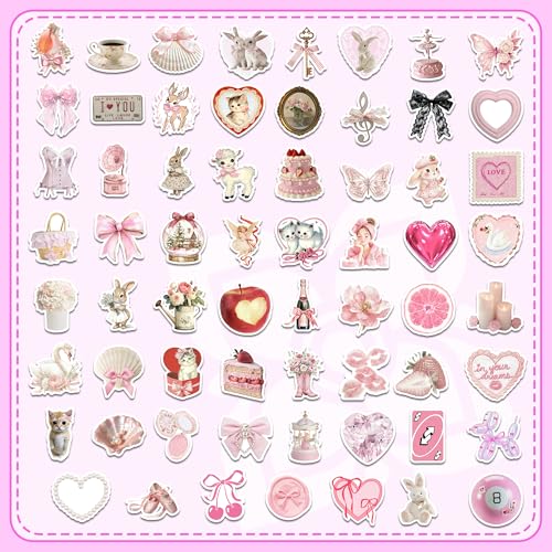 120 PCS Coquette Stickers - Aesthetic Pink Stickers for DIY Decor