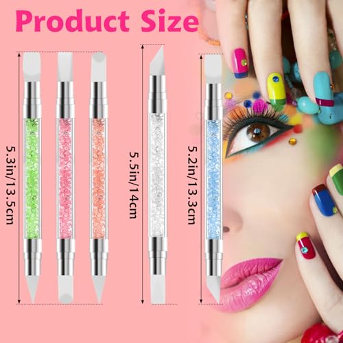 5-Piece Dual-Tipped Silicone Nail Art Brushes and Sculpting Tool Set