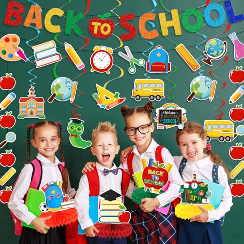 Back to School Decorations Set - Pre-Strung Banner and Party Supplies