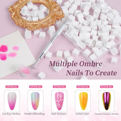 EARLMONI Ombre Nail Sponge and Palette Kit with Grabbing Pen
